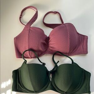 Elegant Women's Swim Tops - Pink and Green 36B